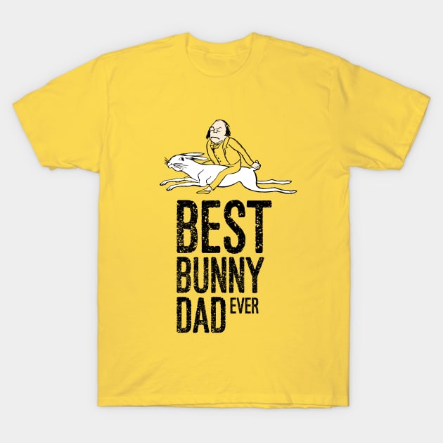 Best Bunny Dad Ever With Man Riding Rabbit Edward Lear Vintage Illustration T-Shirt by ZAZIZU